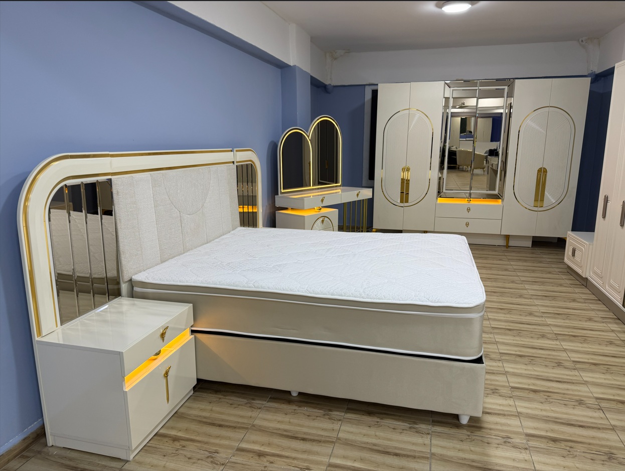 lüx YATAK ODASI TAKIMI 6 kapaklı düğün SETi ŞEKLİNDE KOMİDİN TUVALET AYNASI ŞİFONYER