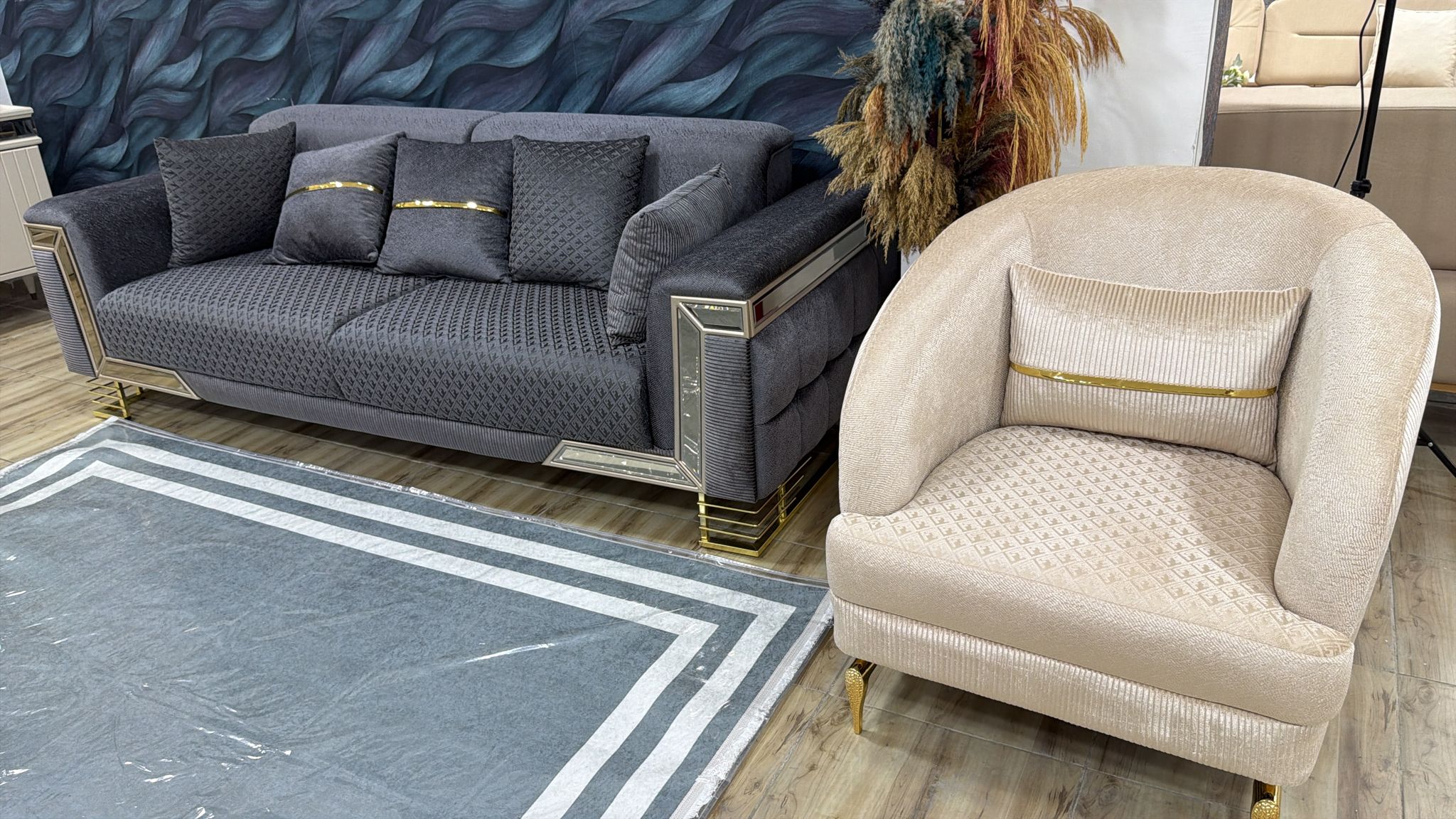 Milano aynalı koltuk takımı