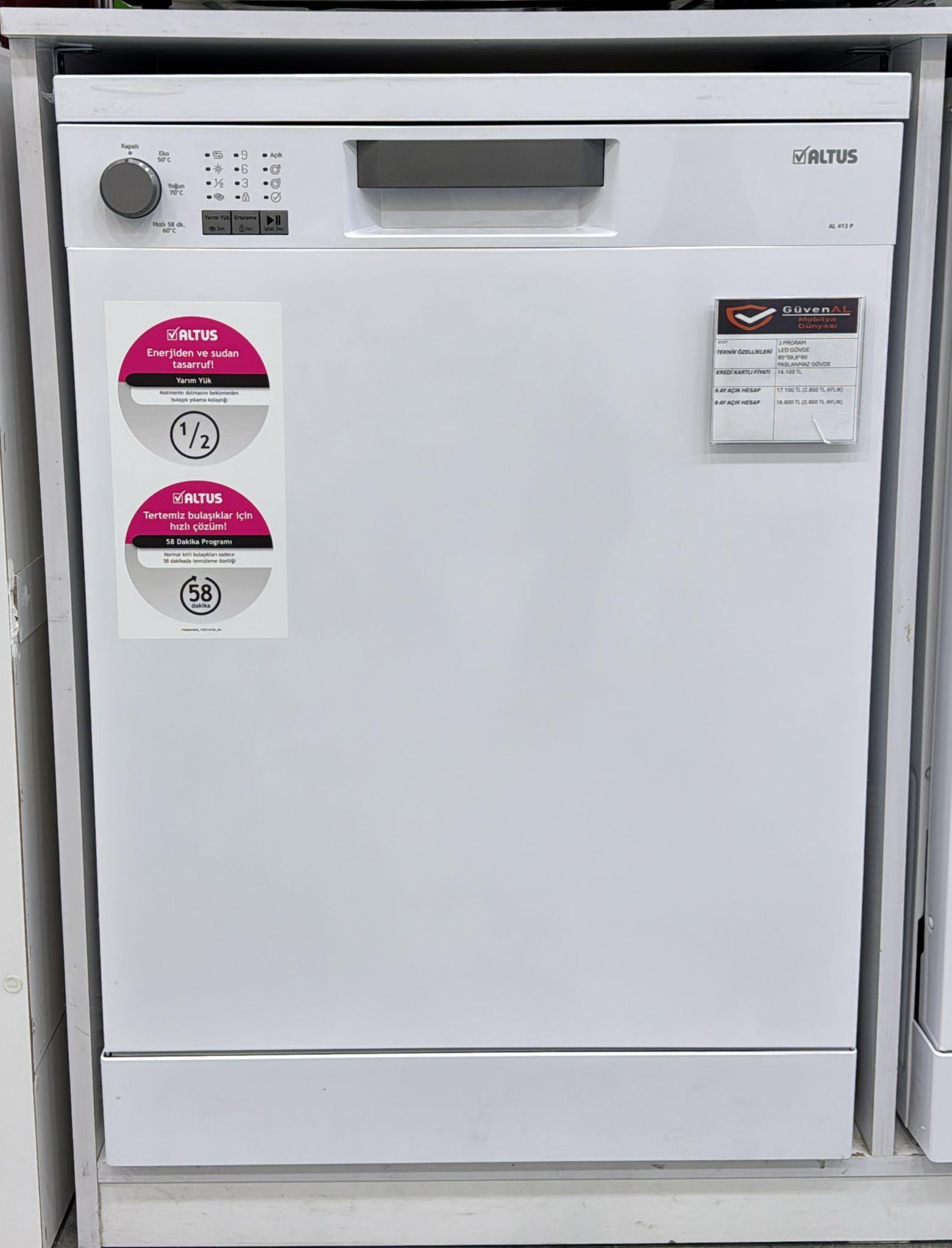 Altus Bulaşık makinesi 3 program